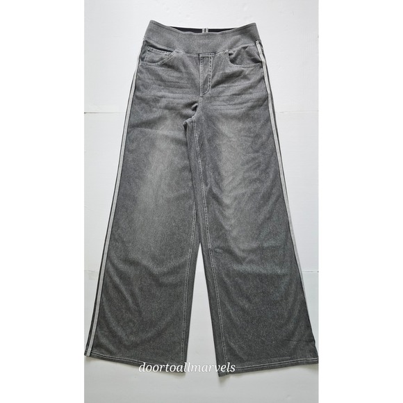 HALARA Pants - Halara Wide Leg Yoga Pants Denim Look Side Stripe Lounge Travel STRETCH SOFT Med